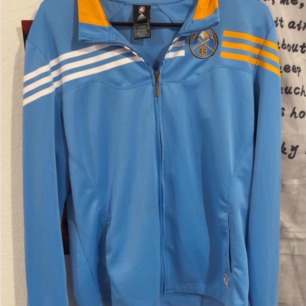 Denver nuggets Men's Blue and Yellow Adidas Jacket